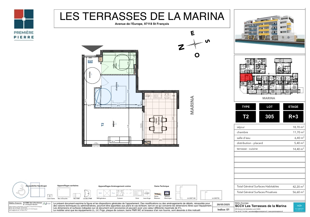 Appartement T2 - Les Terrasses De La Marina - 290 000,00€