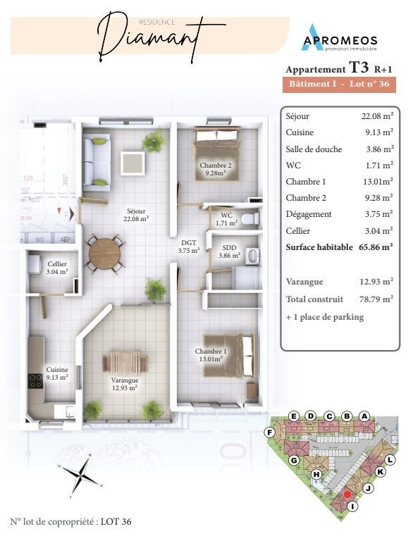 APPARTEMENT T3 - RESIDENCE DIAMANT - GUADELOUPE