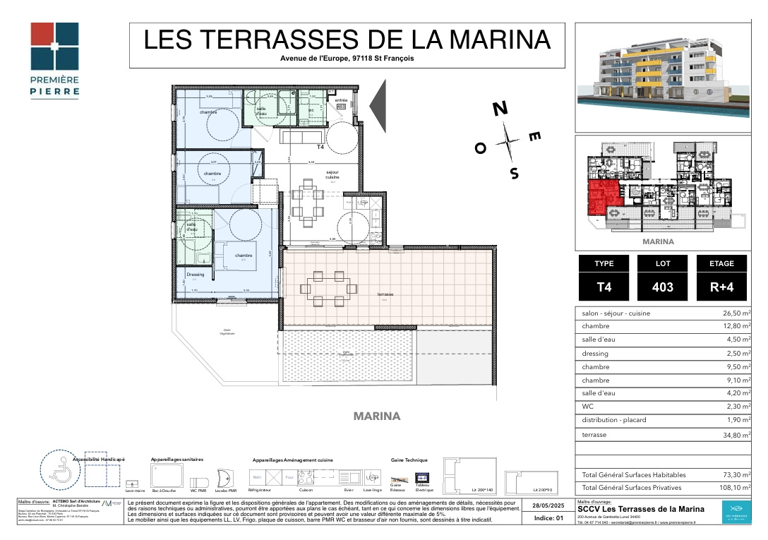 Appartement T4 - Les Terrasses De La Marina - 712 000,00€